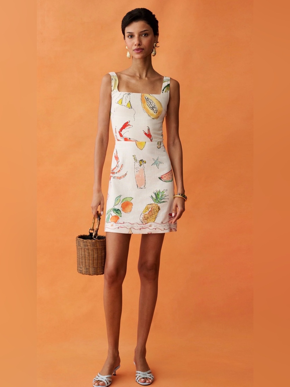 Few Moda Anaya Summer Fruit Print Mini Dress - White